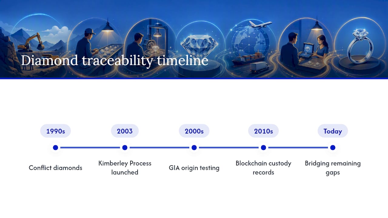 Timeline of diamond traceability development