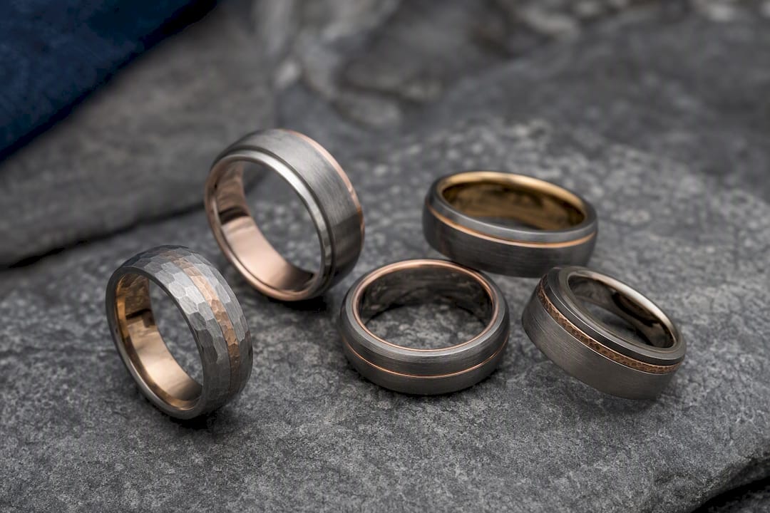 Brushed and matte finish men's wedding rings