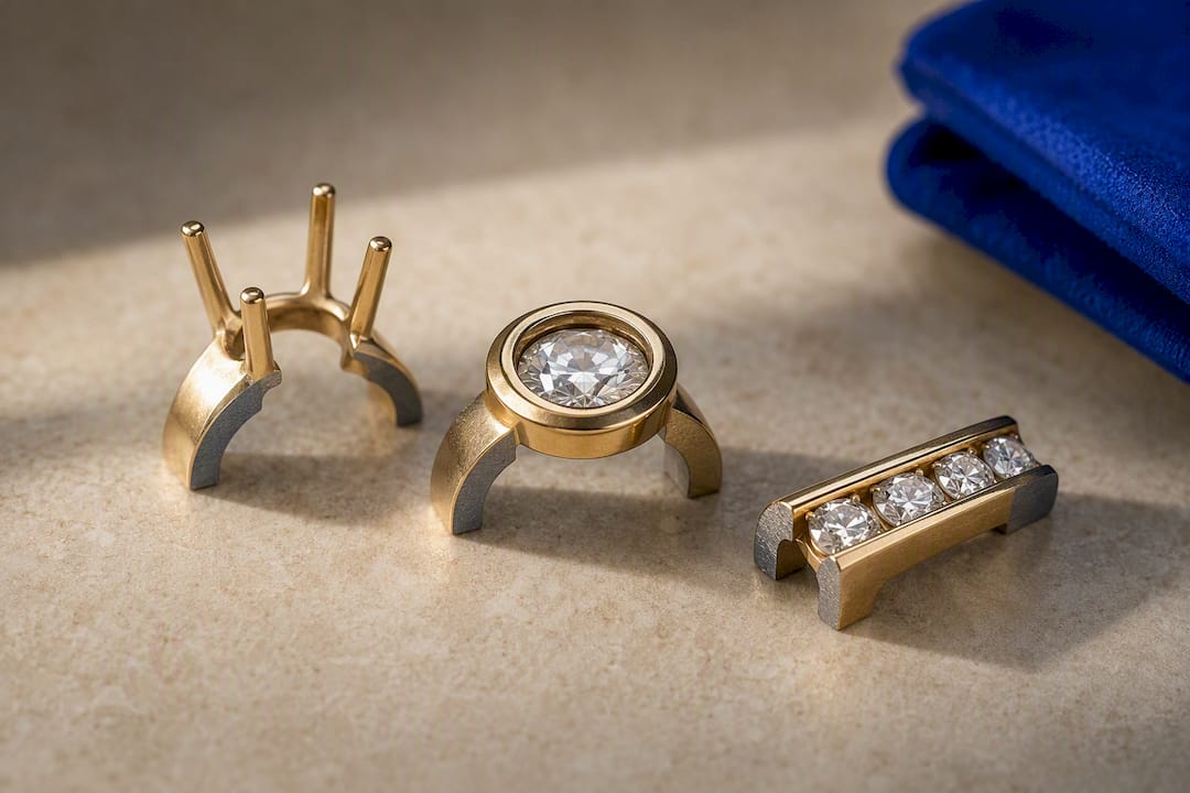Comparison of prong bezel and channel settings