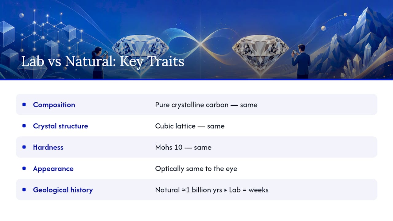 Lab-grown and natural diamond comparison
