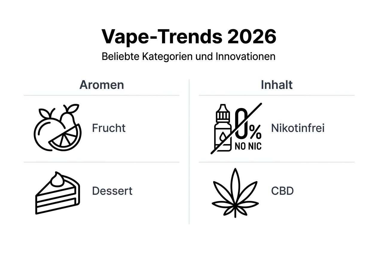 Grafik: Die wichtigsten Vape-Trends und beliebtesten Liquid-Sorten 2026 im Überblick