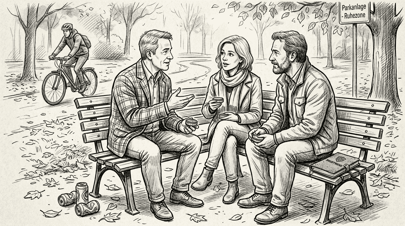 Leute, die im Park Snus-Dosen dabei haben