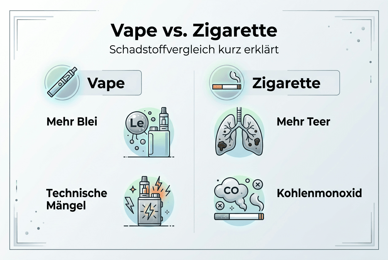 Infografik: Schadstoffvergleich – E-Zigaretten vs. klassische Zigaretten