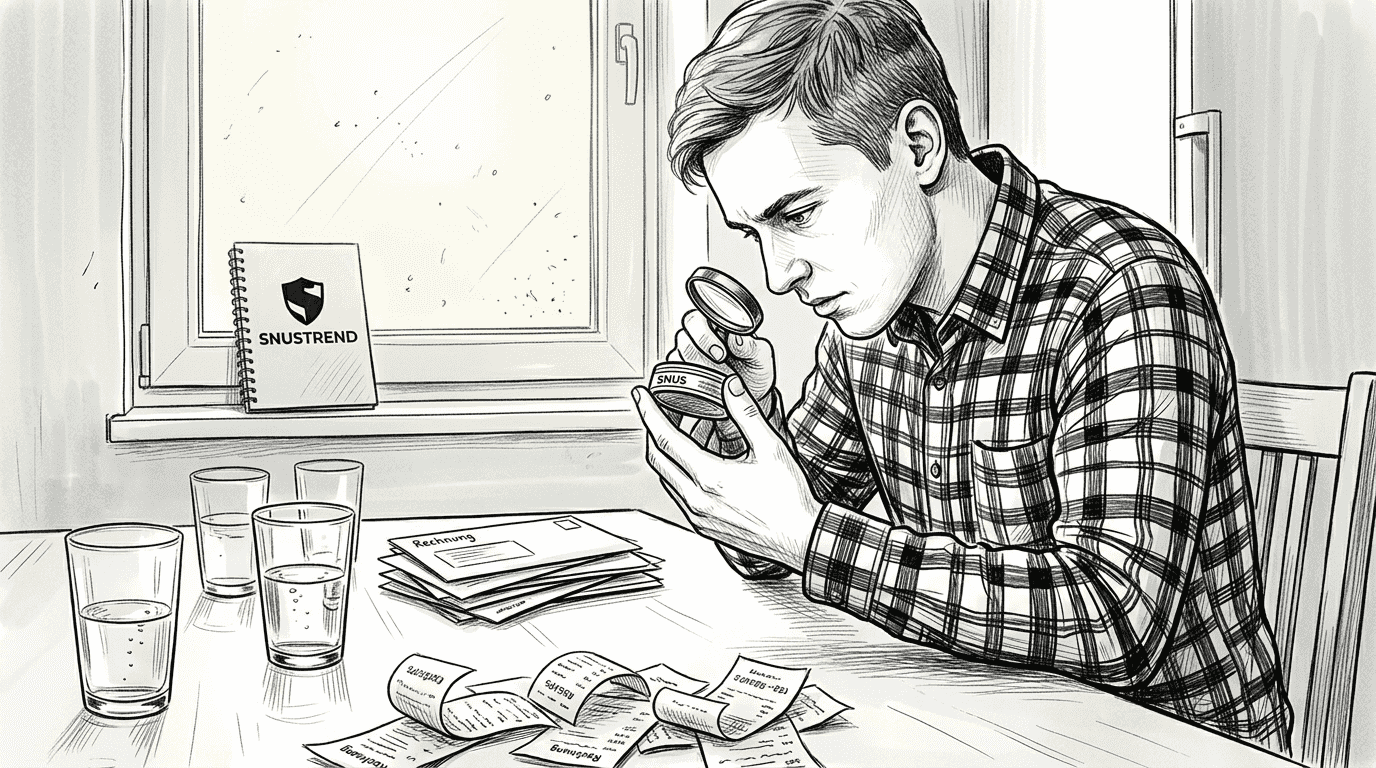 Ein junger Mann testet eine kindersichere Snus-Dose auf ihre Sicherheit.