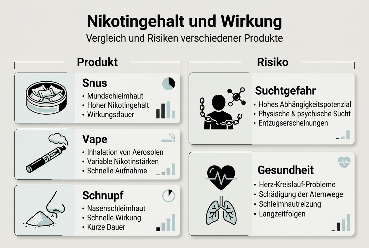 Übersicht: Nikotingehalt und gesundheitliche Risiken auf einen Blick