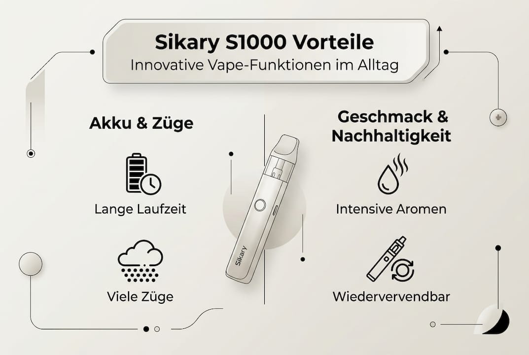 Infografik: Die wichtigsten Vorteile und Funktionen des Sikary S1000 im Überblick