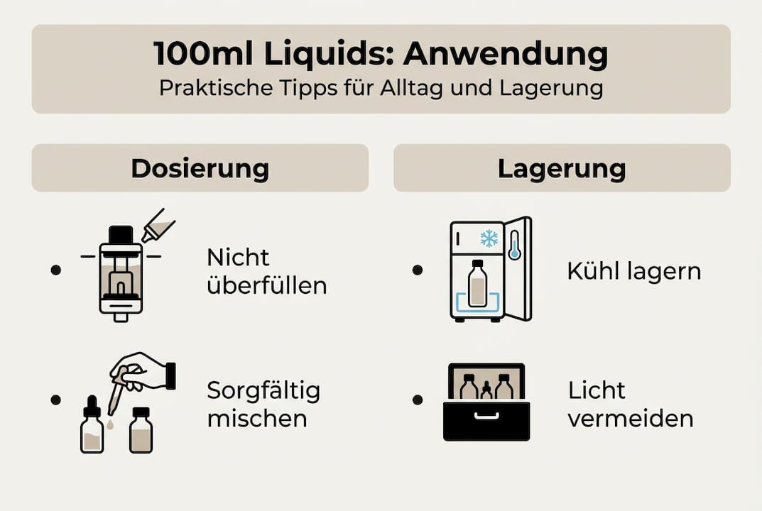 Übersicht: So verwendest und lagerst du 100ml Liquids richtig