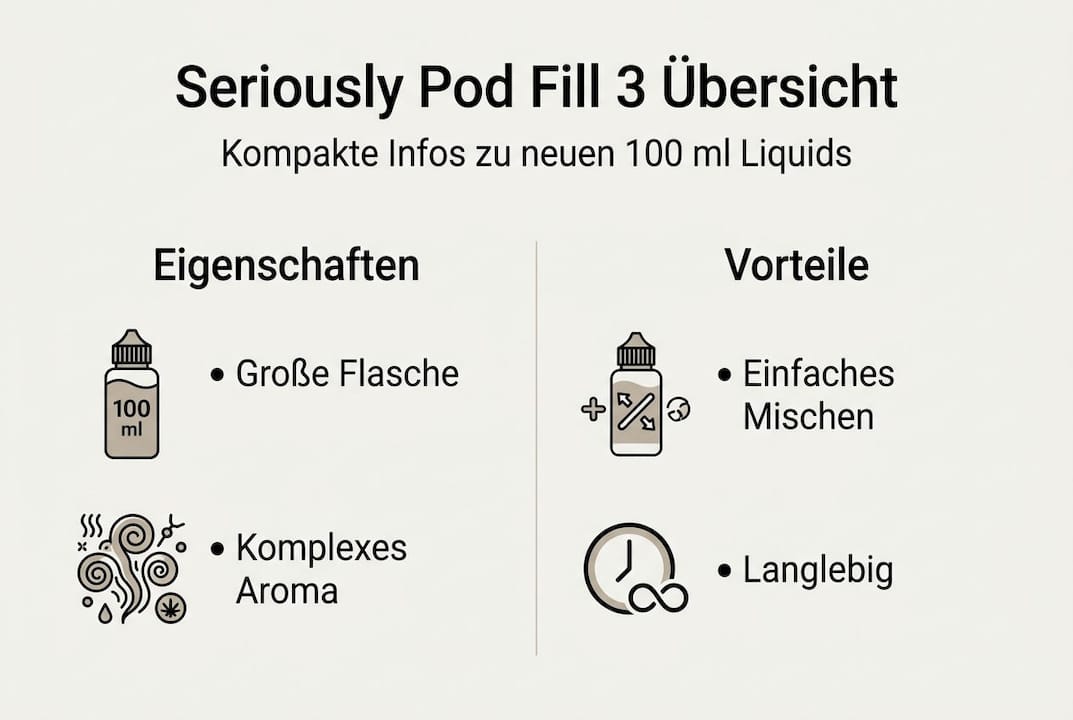 Übersicht der wichtigsten Eigenschaften der neuen 100ml Shortfill-Liquids auf einen Blick