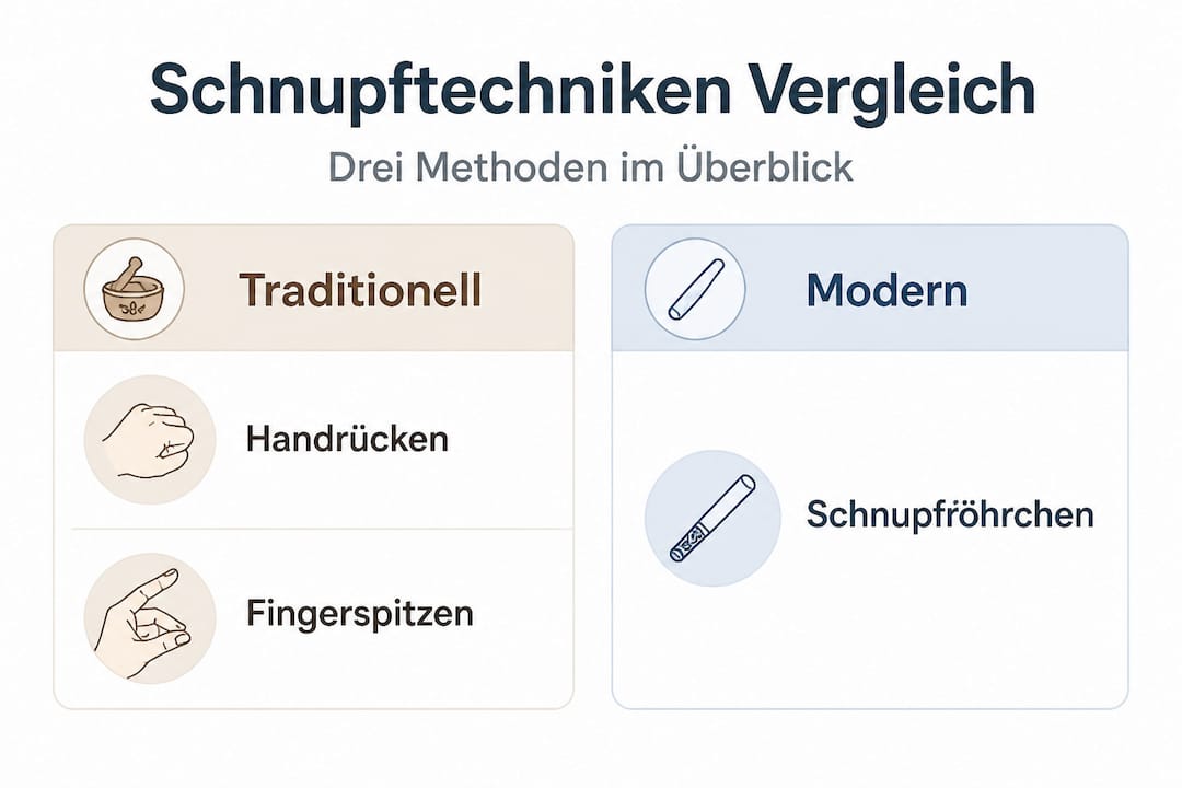 Vergleichende Übersicht: Drei Methoden des Schnupfens im direkten Check