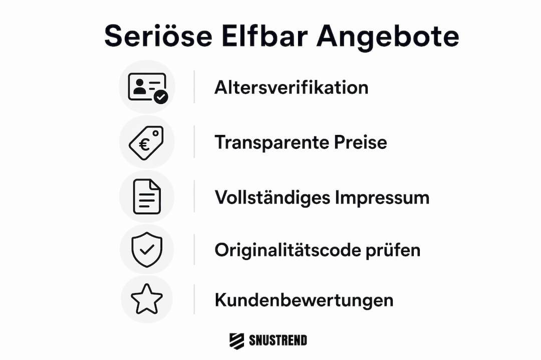 Übersicht: Woran erkennt man seriöse Elfbar-Angebote?