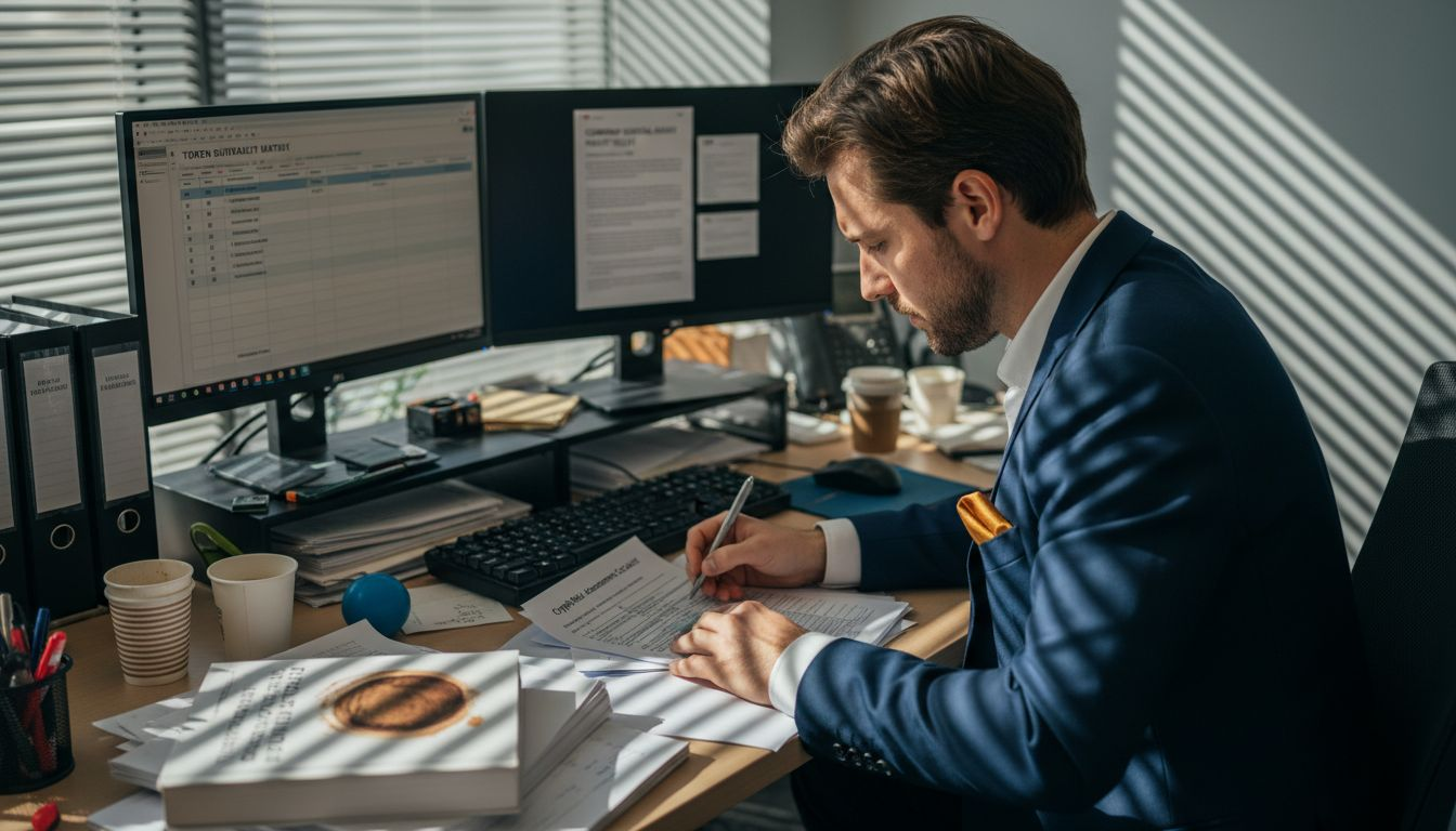 Crypto compliance officer reviewing token checks