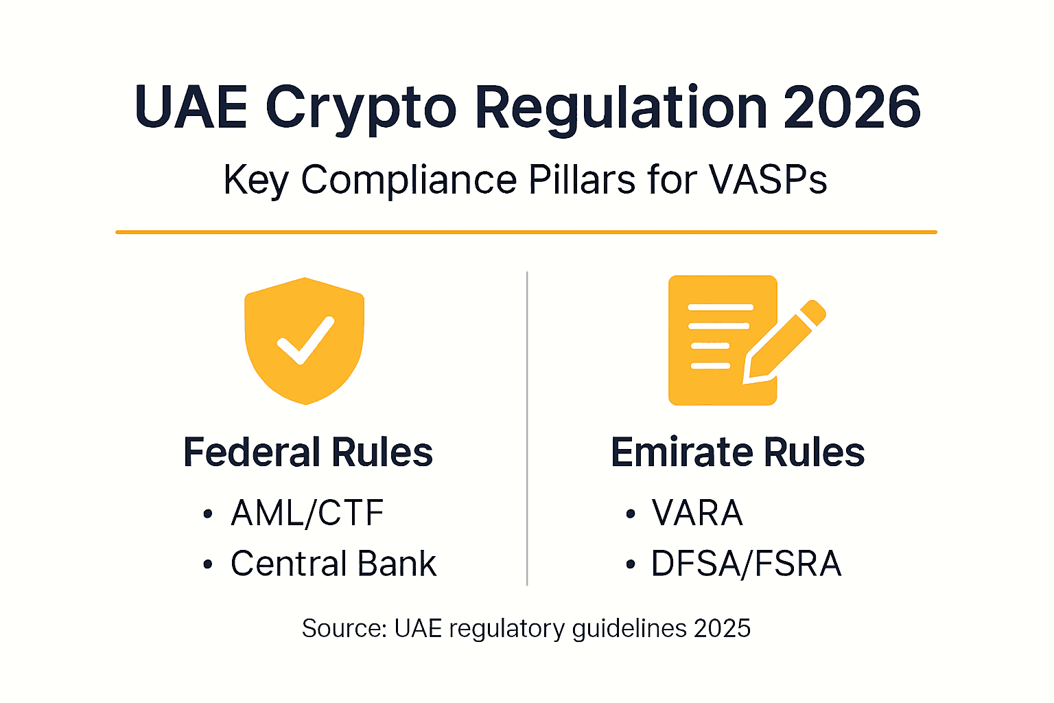 Infographic of UAE crypto compliance pillars