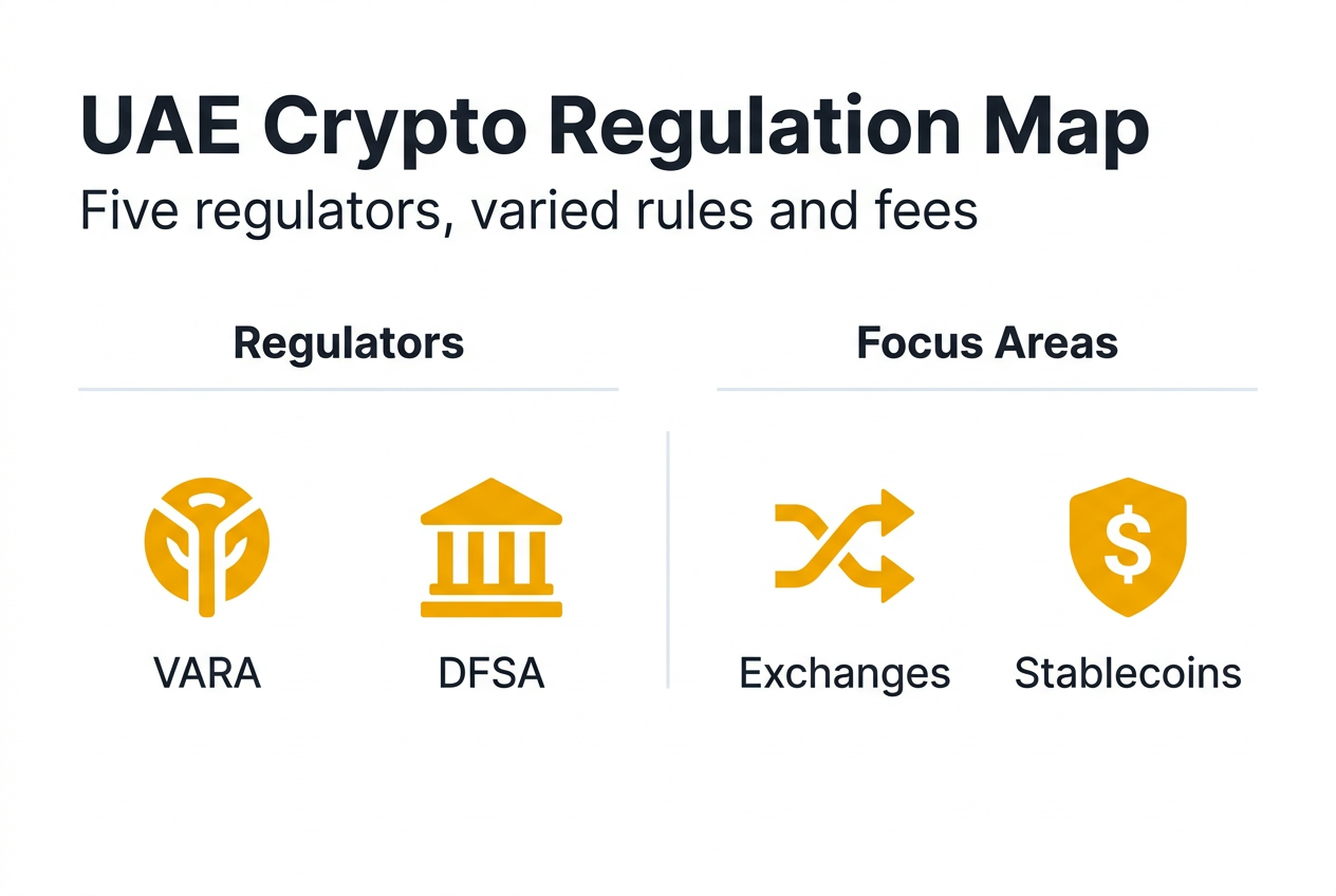 Infographic showing UAE crypto regulation map