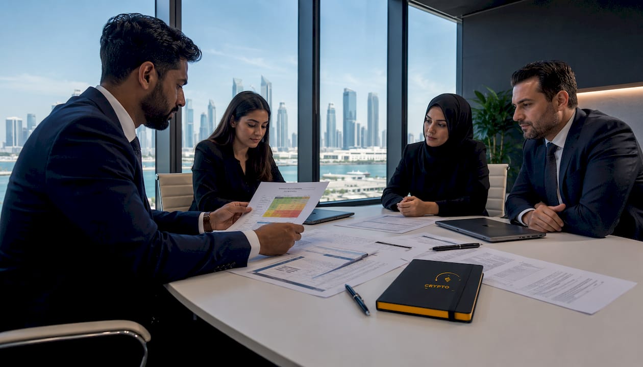 Boardroom team conducting legal risk assessment