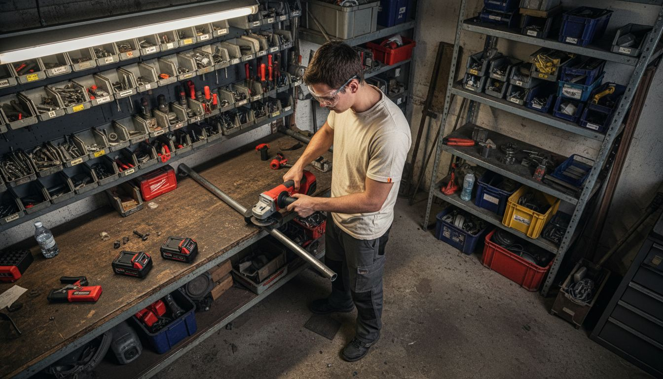 Instalator echipat cu polizor Milwaukee M18 Fuel