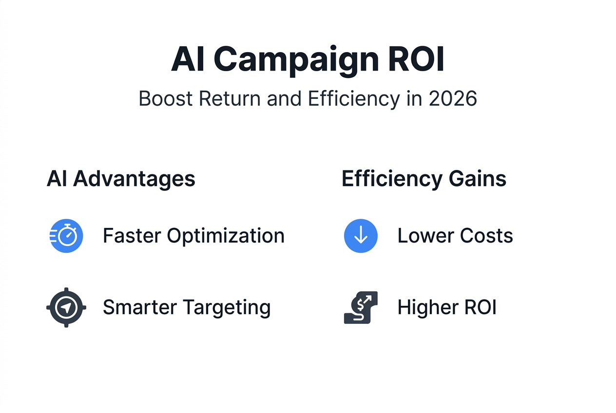 Infographic showing AI campaign ROI and efficiency