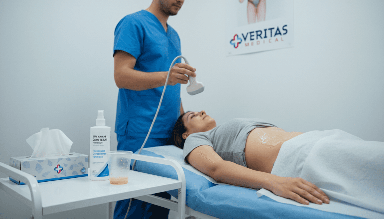 Ecografia abdominală este în curs de efectuare