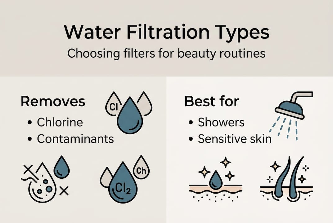 Infographic on water filter types for beauty