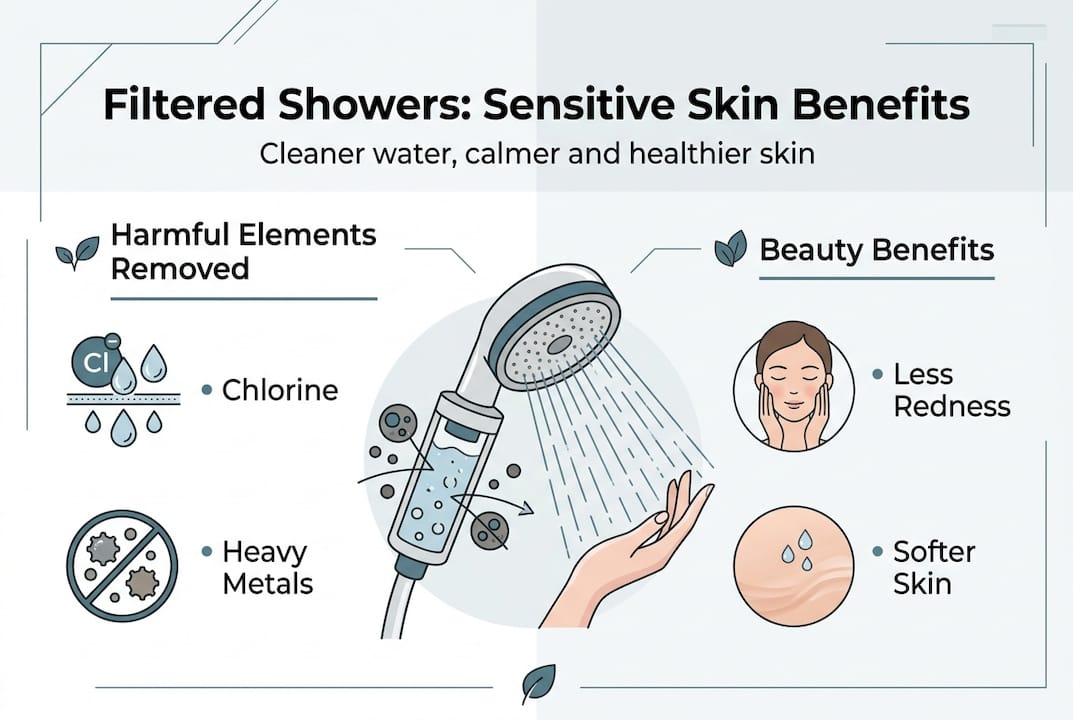 Infographic filtered shower benefits sensitive skin