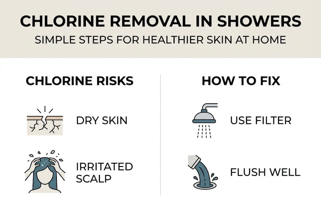 Infographic showing chlorine risks and filter solution