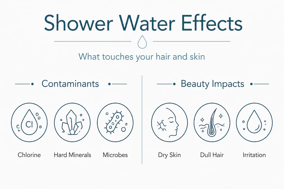 Infographic comparing contaminants and beauty impacts