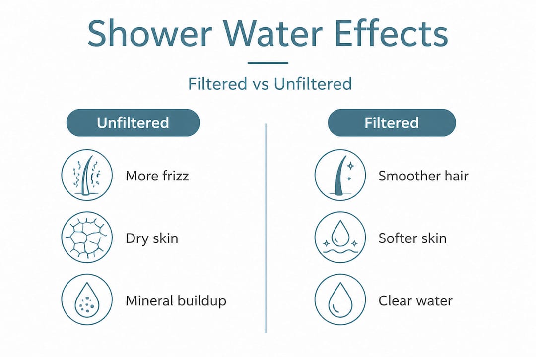 Comparison of filtered vs unfiltered shower water effects