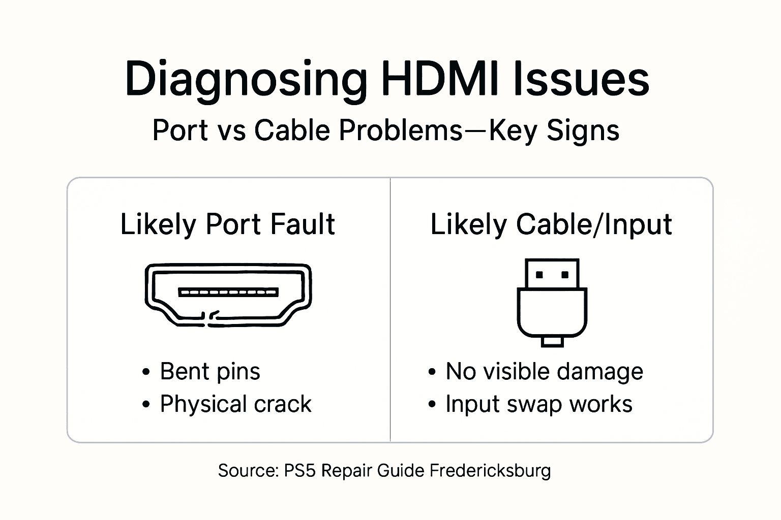 Infographic showing HDMI problem diagnosis