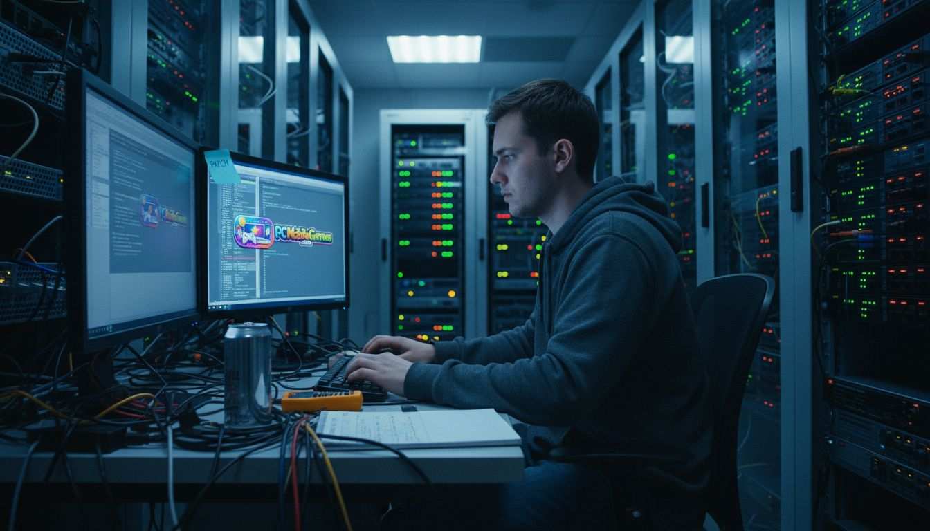 Technician monitoring esports matchmaking servers