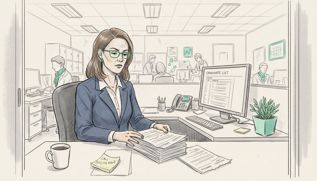 Recruiter quickly sorting job resumes