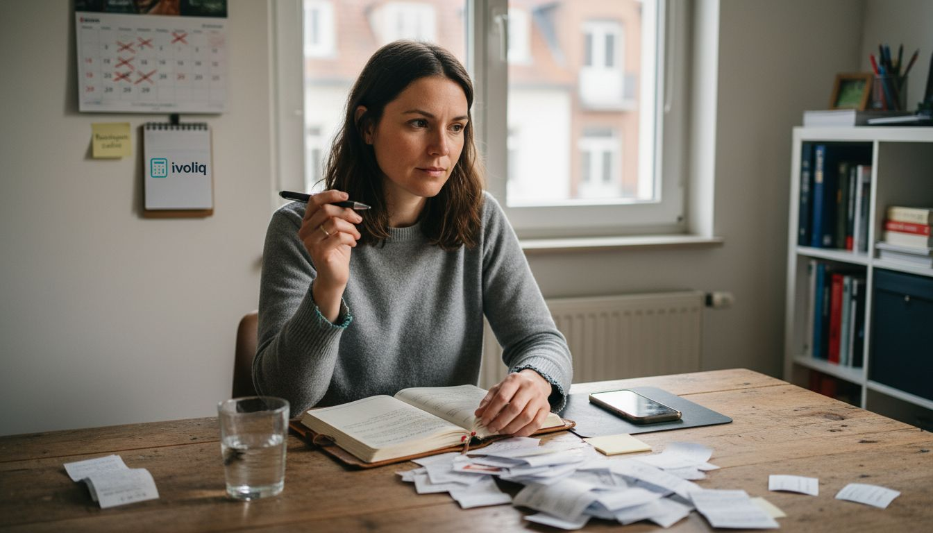 Ein Steuerberater sitzt an seinem Schreibtisch und sortiert Unterlagen für die Steuererklärung.