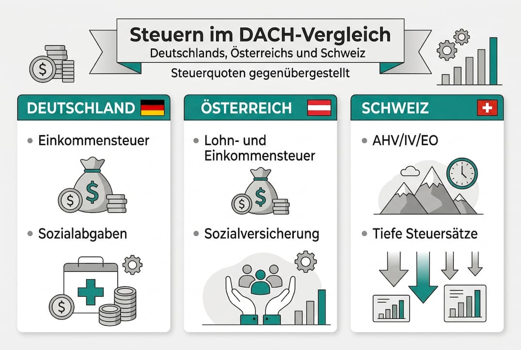 Steuervergleich in der DACH-Region – Eine anschauliche Infografik