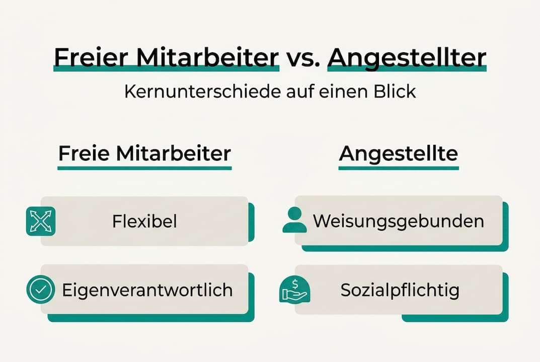 Infografik: So unterscheiden sich freie Mitarbeiter und Festangestellte