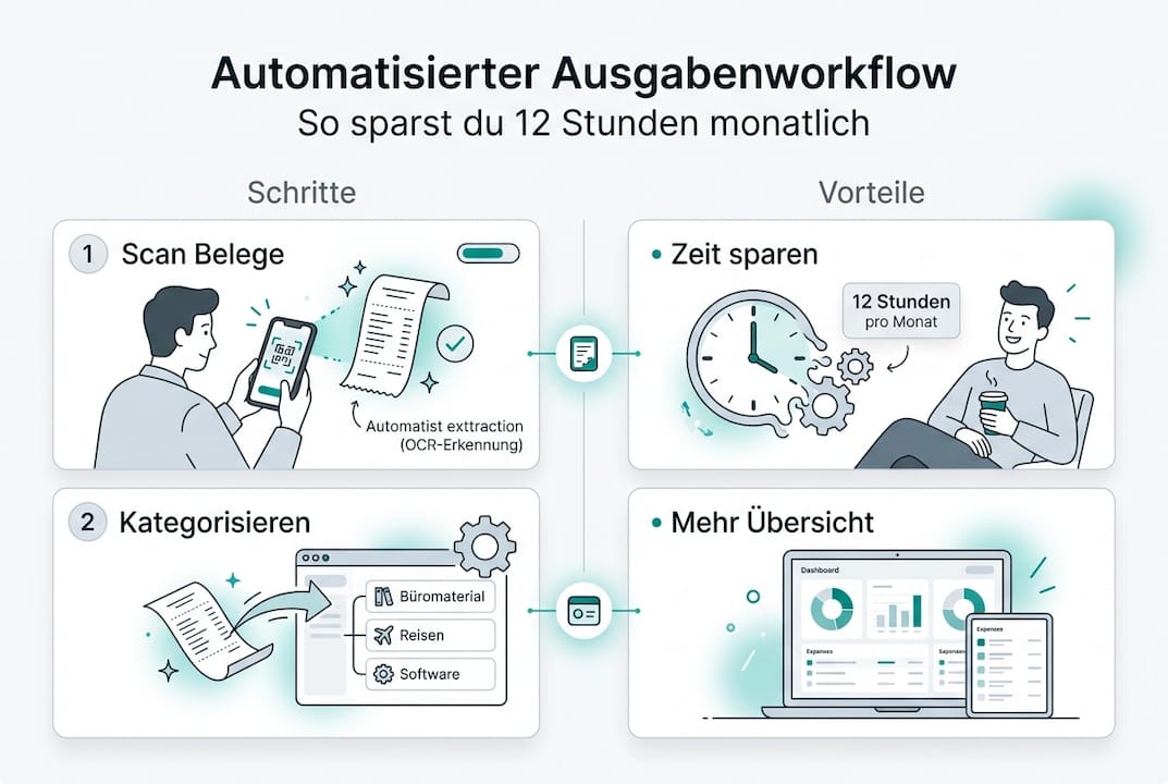 Grafische Übersicht: So funktioniert der automatisierte Prozess zur Verwaltung von Ausgaben