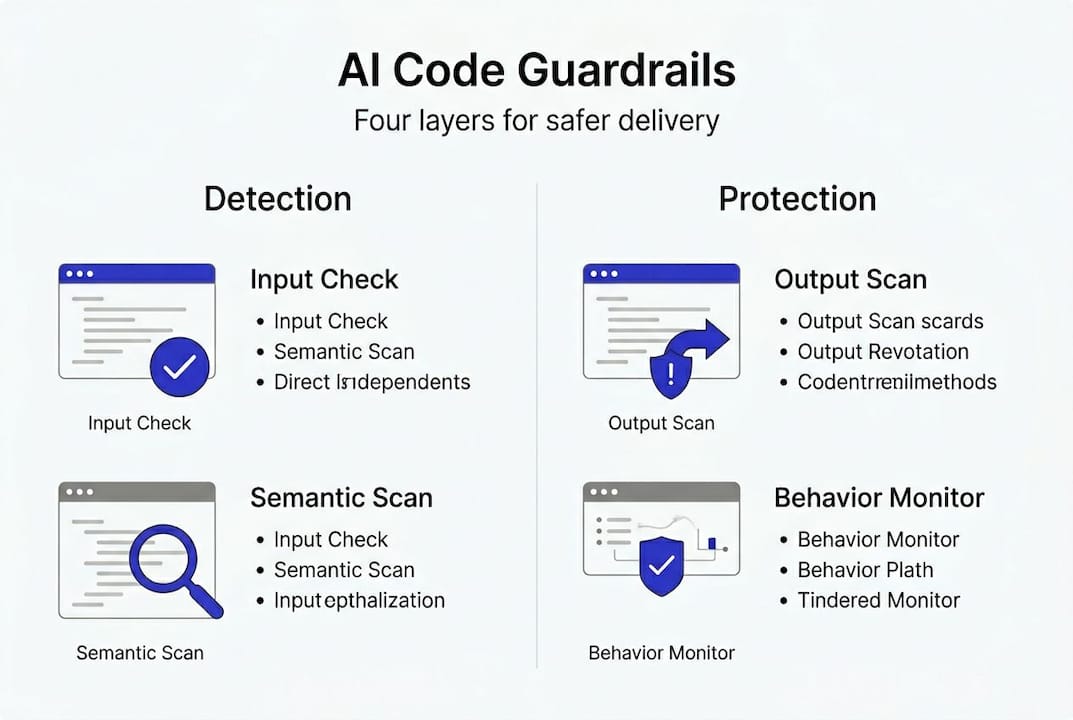 Infographic showing four layers of AI guardrails