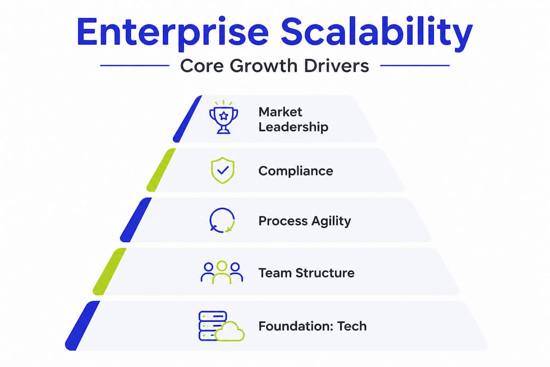 Hierarchy infographic showing scalability success factors