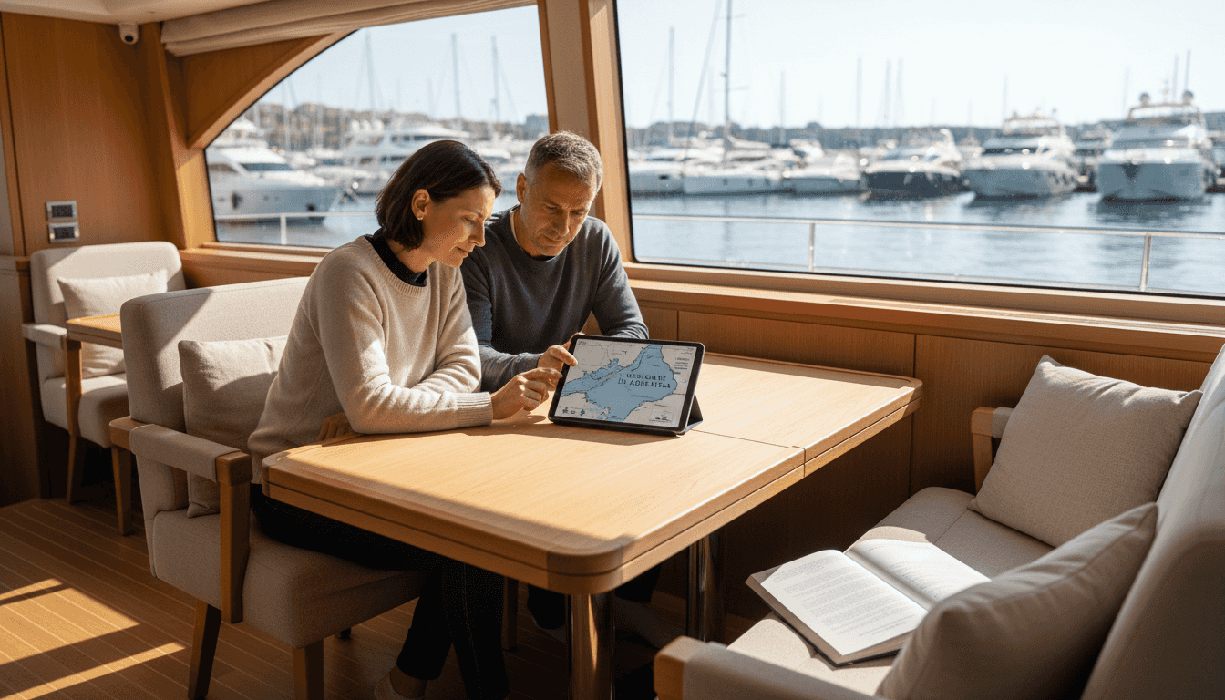 Alegerea unui yacht de lux într-un showroom elegant