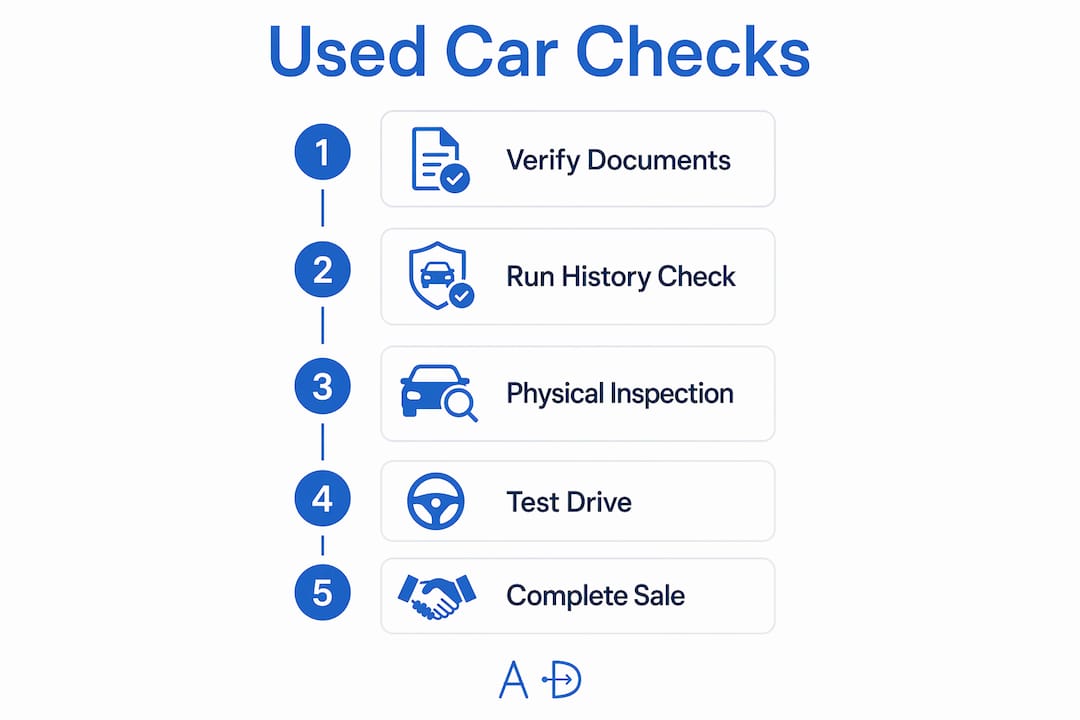 Infographic listing used car buying key steps