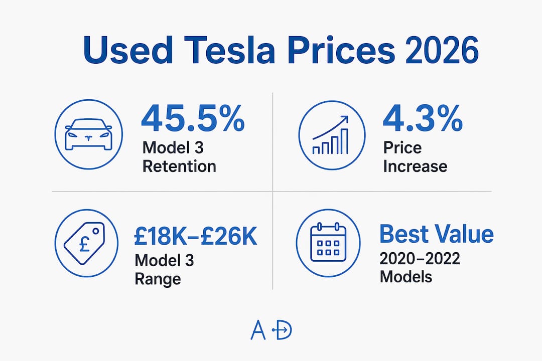 Infographic of used Tesla price factors