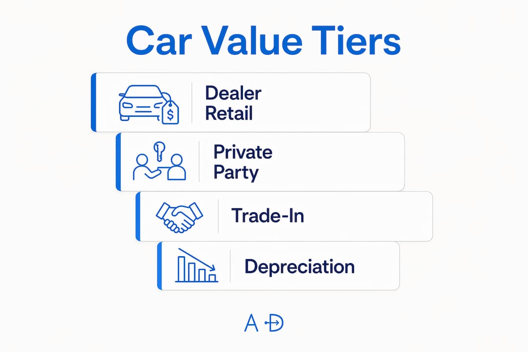 Infographic depicting hierarchical car value tiers