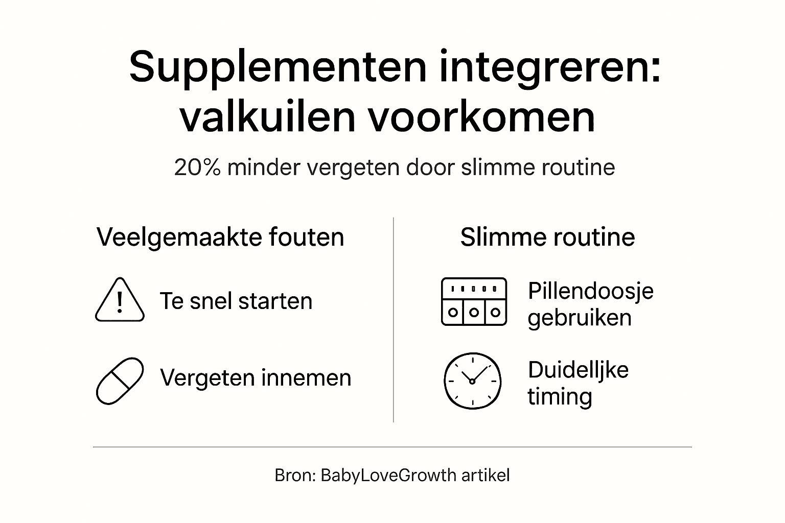 Infographic: supplementgebruik – routines en valkuilen op een rij