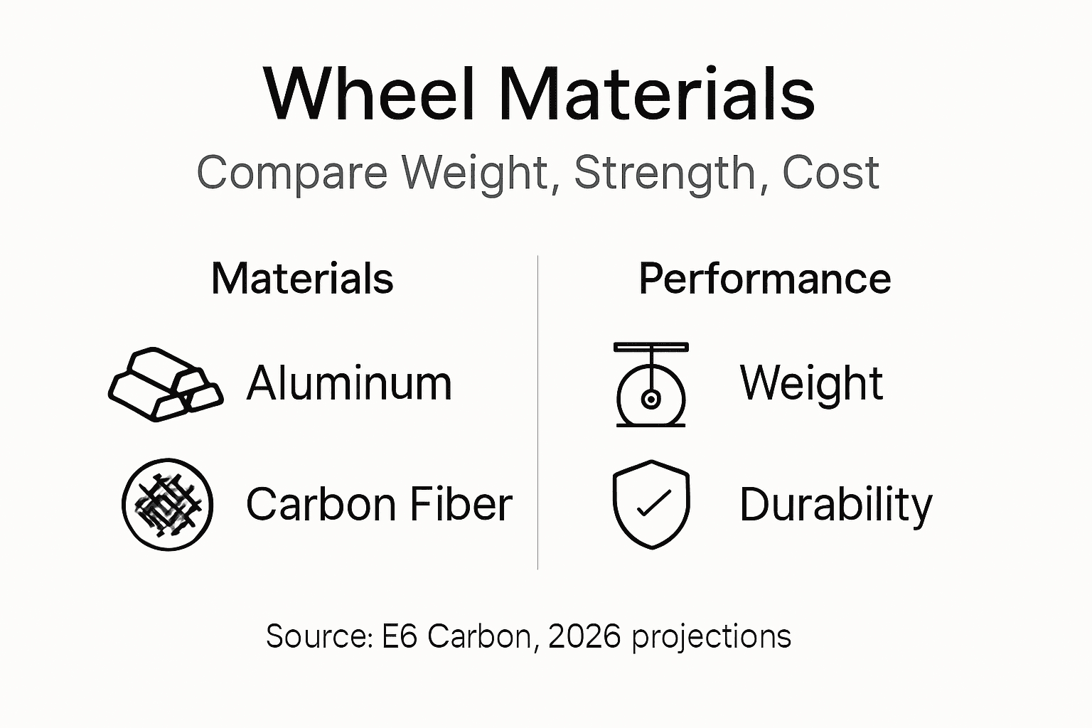 Infographic comparing wheel materials and performance