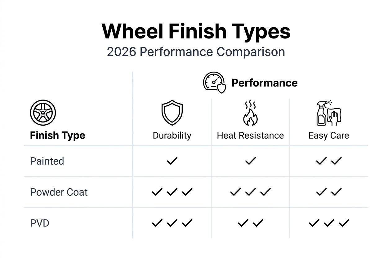 Infographic comparing wheel finish types and performance