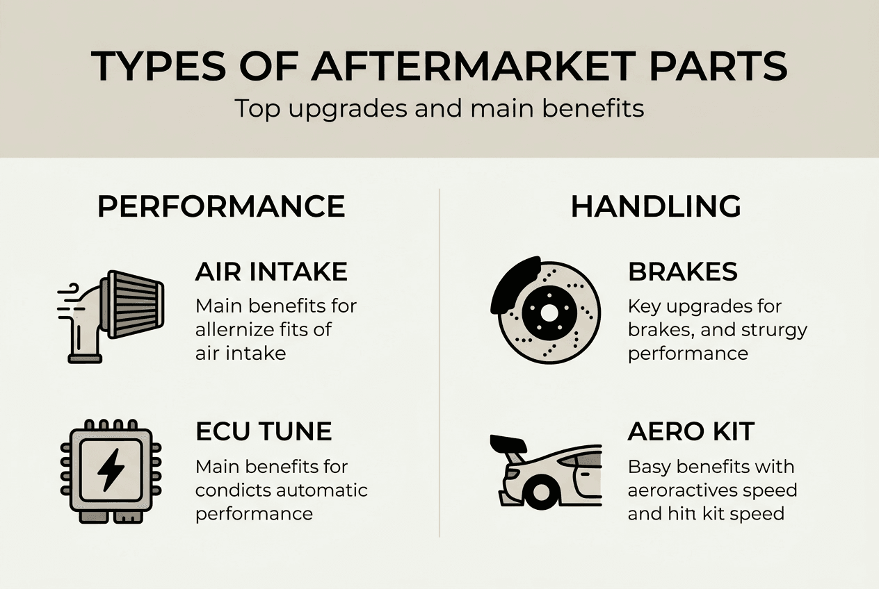 Infographic showing aftermarket upgrade types and benefits