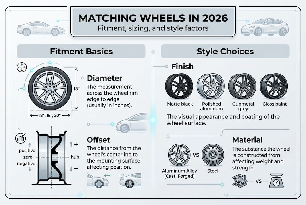 Infographic showing wheel fitment and style basics