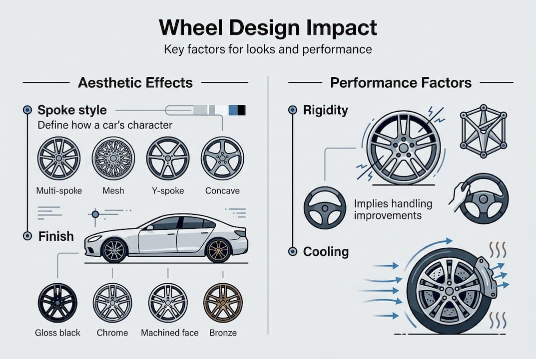 Infographic highlighting wheel aesthetics and performance