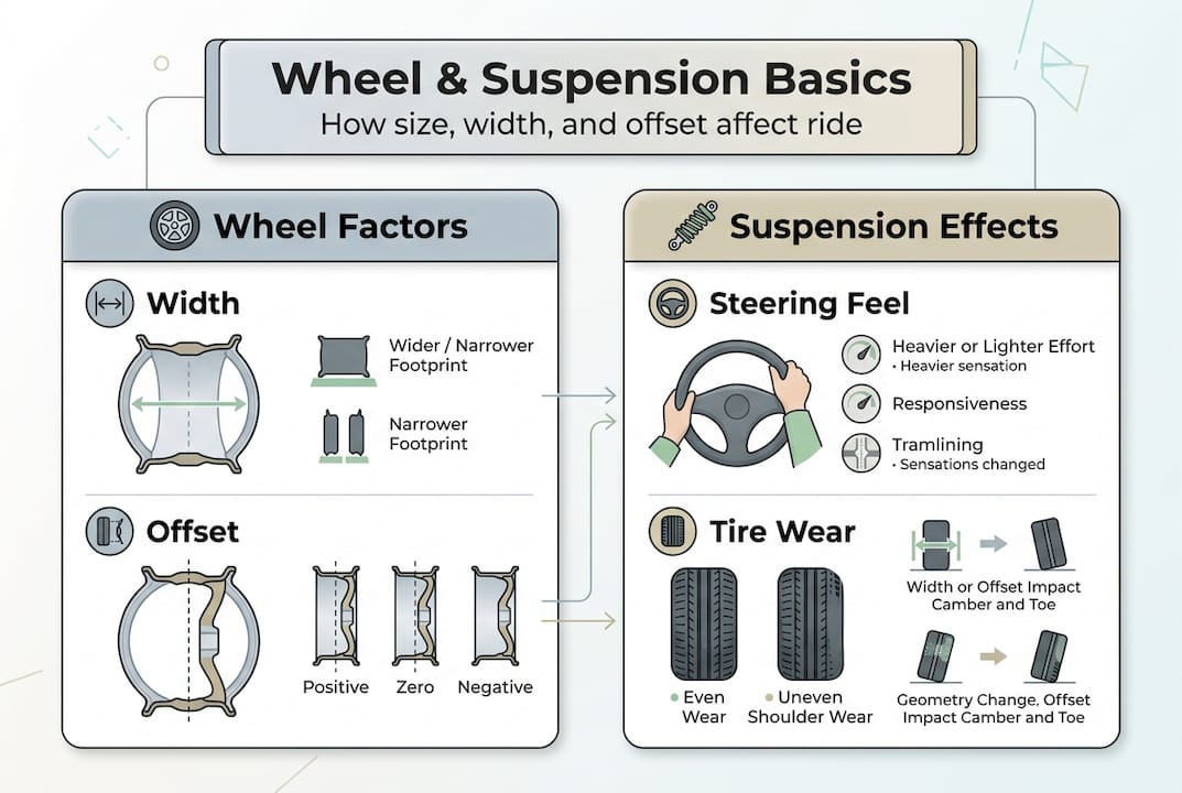 Infographic wheel and suspension influence summary