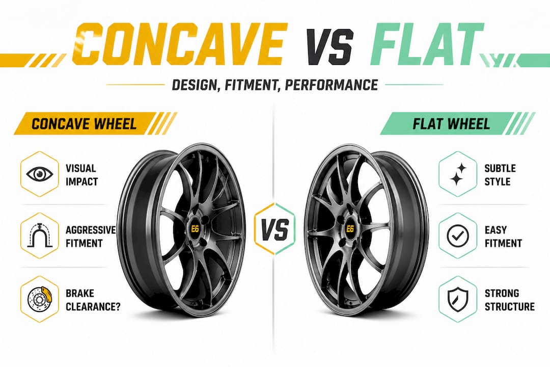 Infographic comparing concave and flat wheels
