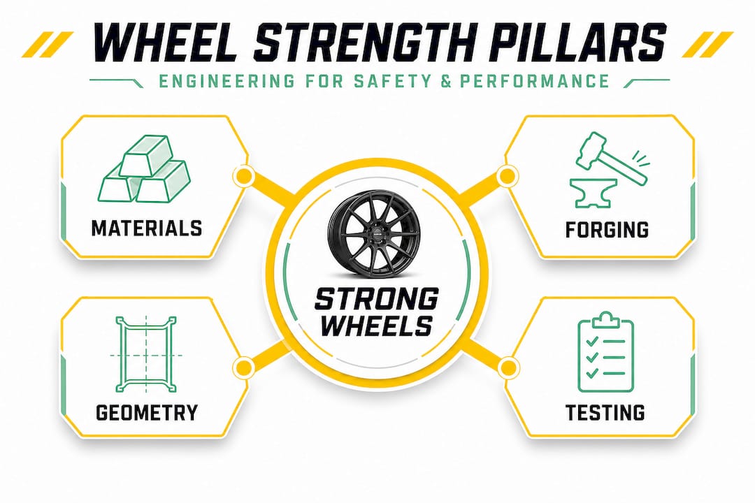 Infographic showing four pillars of wheel strength