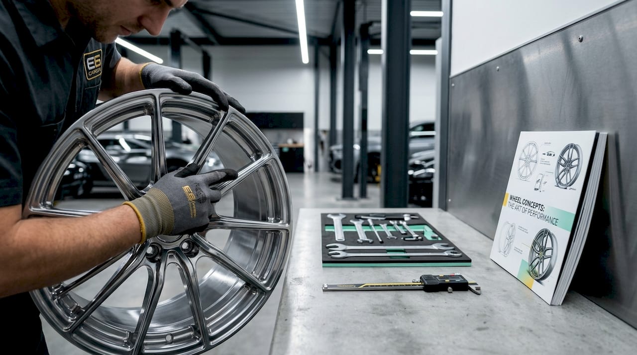 Technician holding mirror-finished CNC wheel