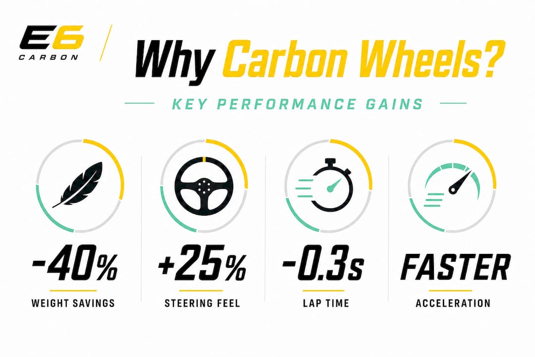 Infographic with carbon wheel performance stats